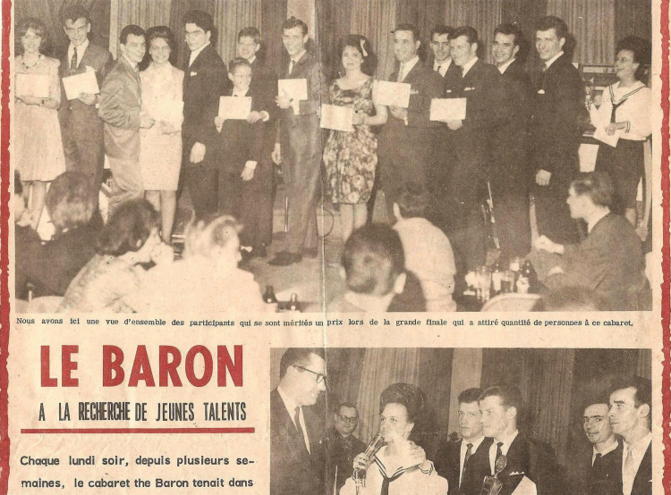 Les Caravelles remportent le coucours d'orchestre au cabaret Le Baron (1964).