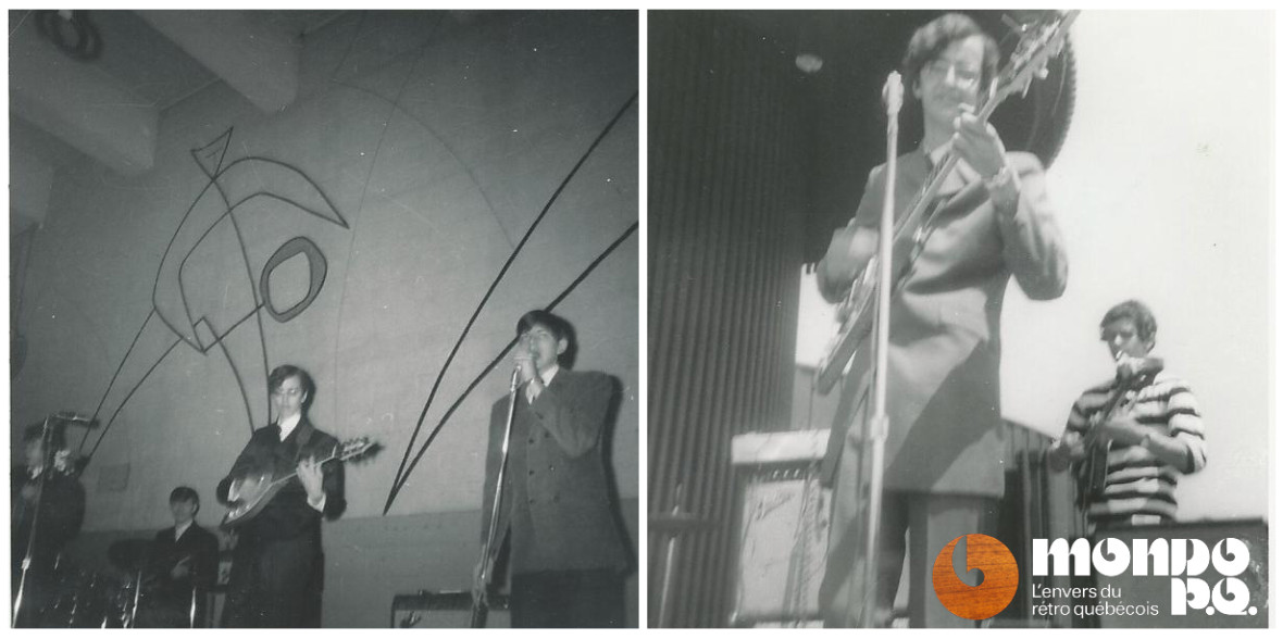 Les Ekos sur scène entre 1967 (gauche) et 1968 (droite).